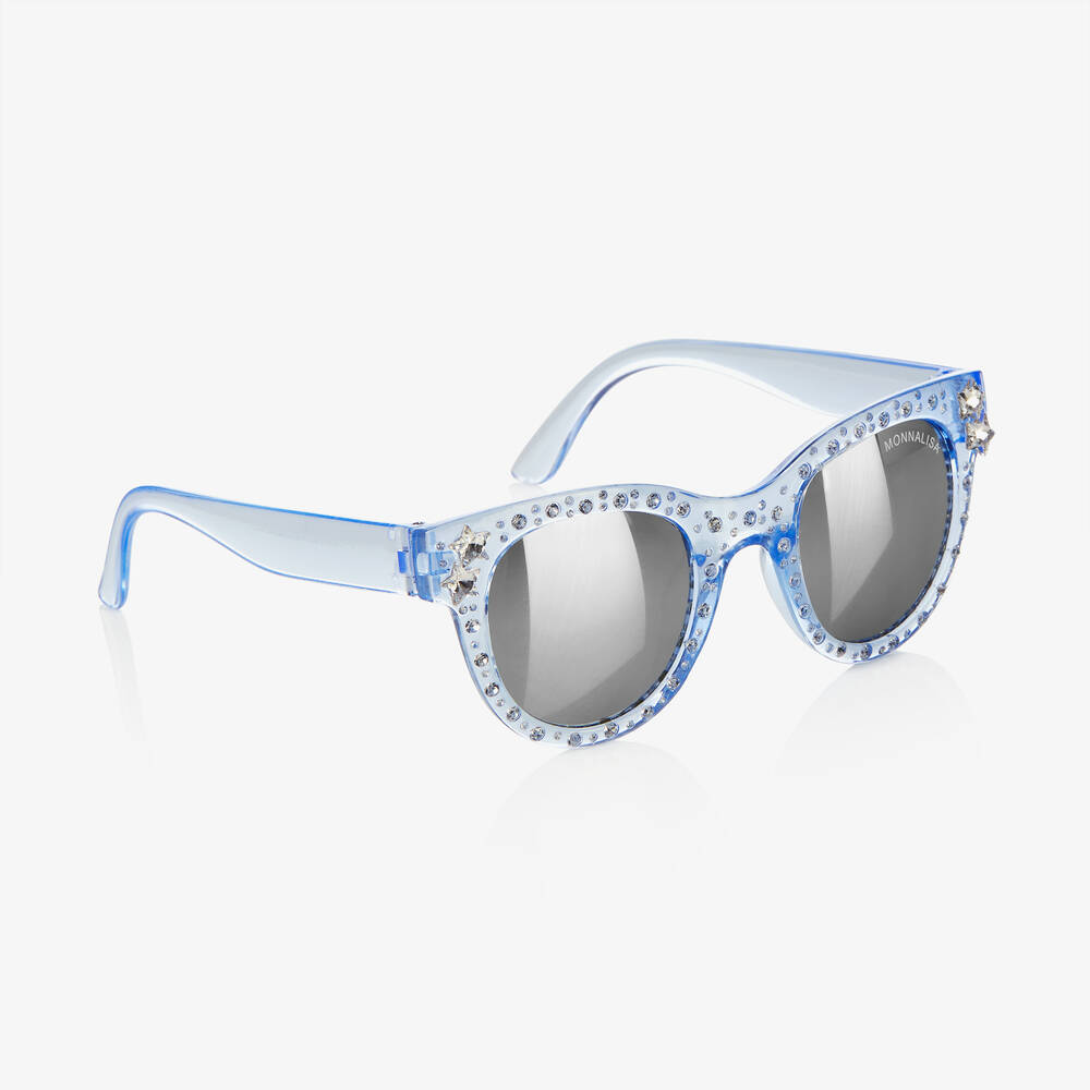 Monnalisa - Girls Blue Diamanté Sunglasses (UV400) | Childrensalon