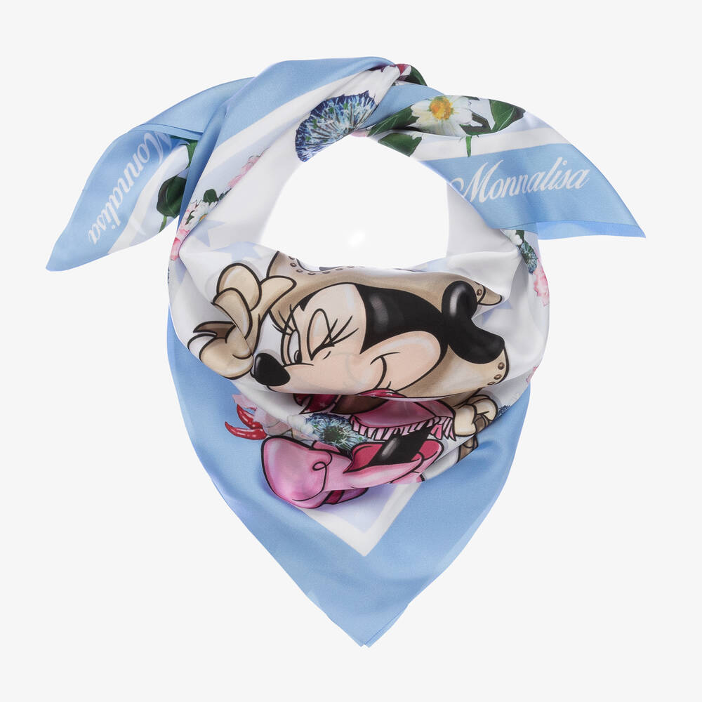 Monnalisa - Голубой атласный шарф Disney для девочек (70см) | Childrensalon