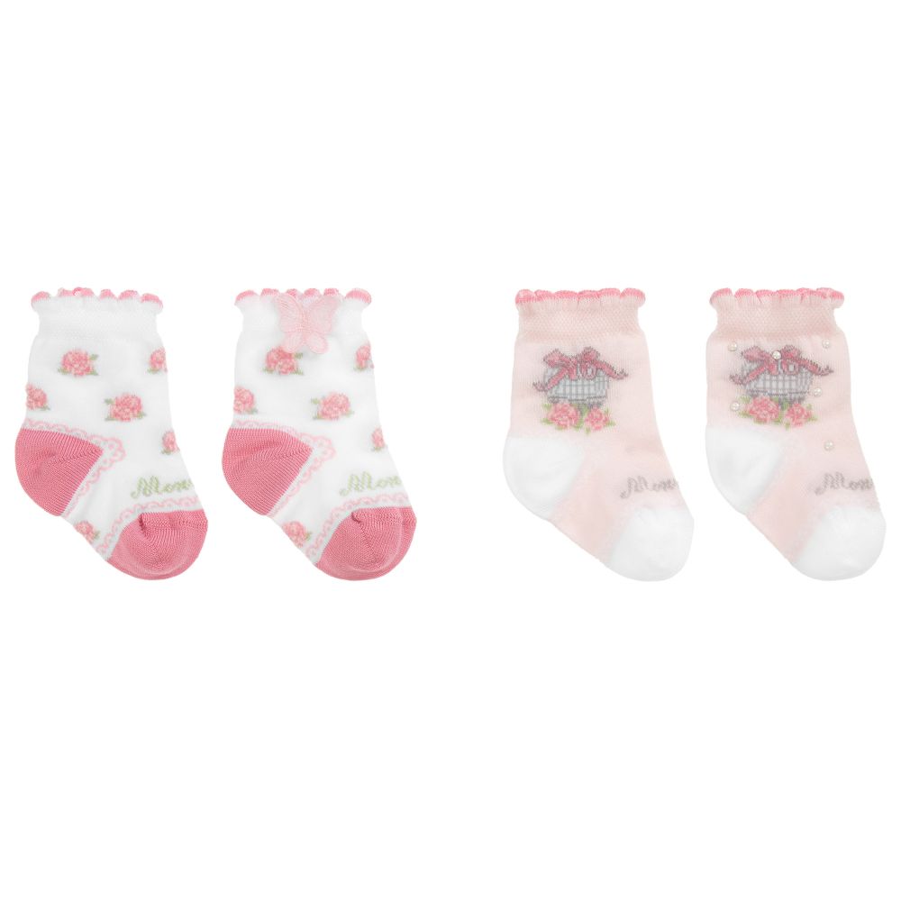 Monnalisa Bebè Babies' Girls Cotton Socks (2 Pack) In Multi