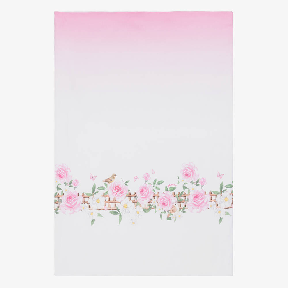 Monnalisa Girls Floral Cotton Padded Blanket (94cm) In Pink