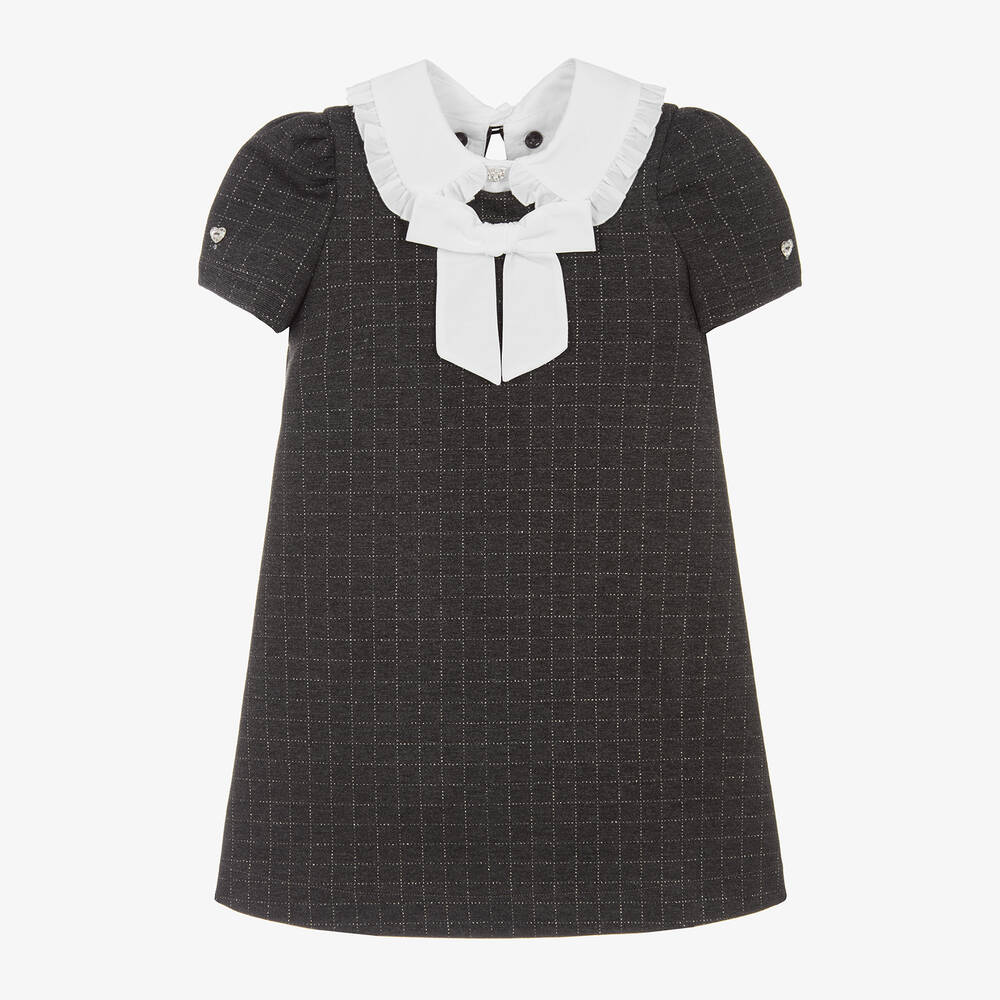 Monnalisa - Girls Grey Milano Jersey Collared Dress | Childrensalon