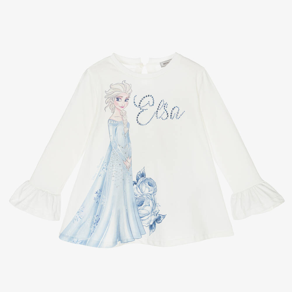 Monnalisa - Girls Ivory Cotton Disney Top | Childrensalon