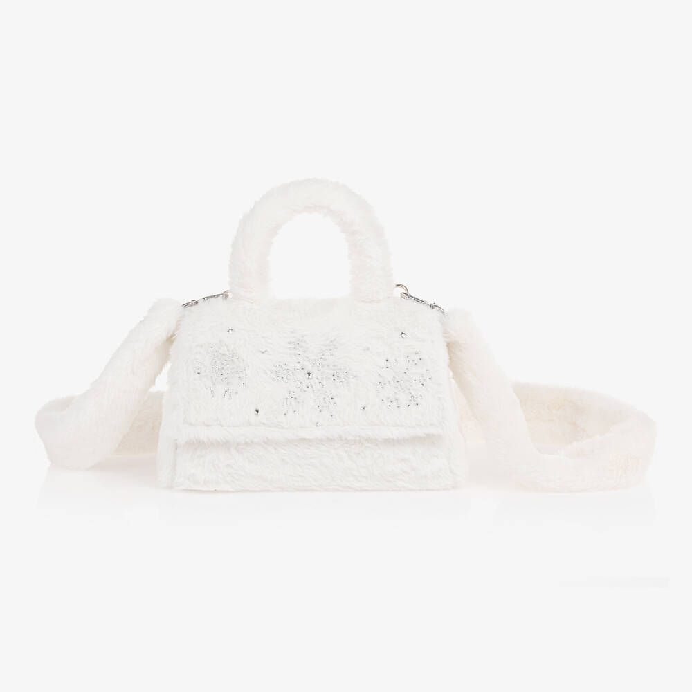 Monnalisa - Girls Ivory Snowflake Plush Bag (20cm) | Childrensalon