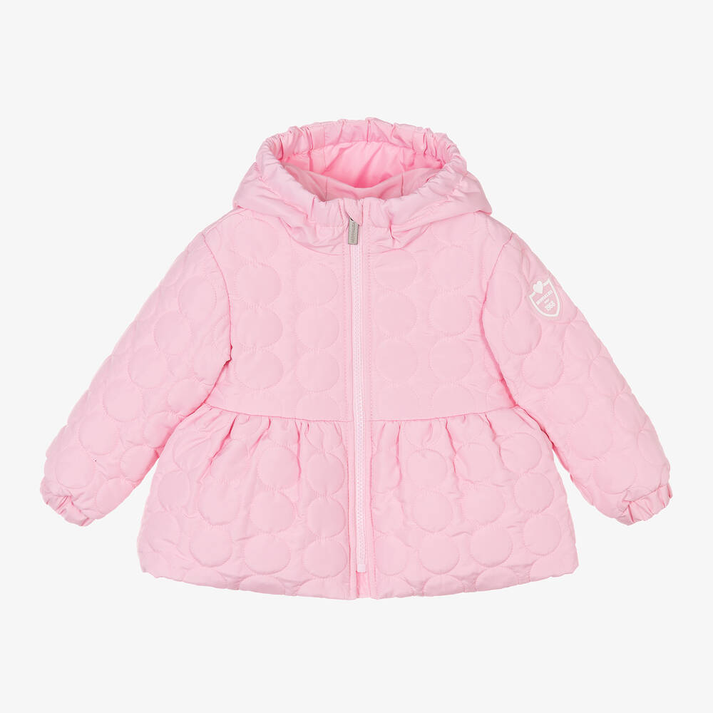 Monnalisa - Girls Pale Pink Quilted Jacket | Childrensalon