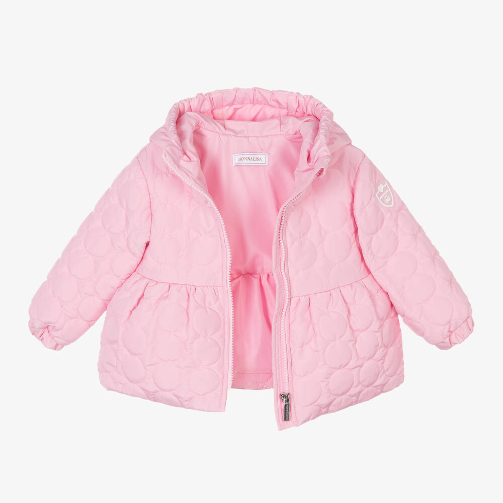 Monnalisa - Girls Pale Pink Quilted Jacket | Childrensalon