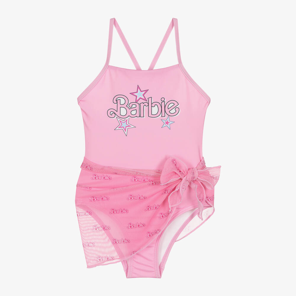 Monnalisa - Girls Pink Barbie Swimsuit | Childrensalon