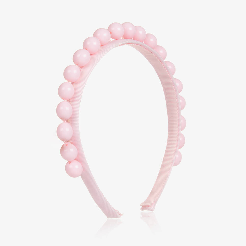 Monnalisa - Girls Pink Beaded Hairband | Childrensalon