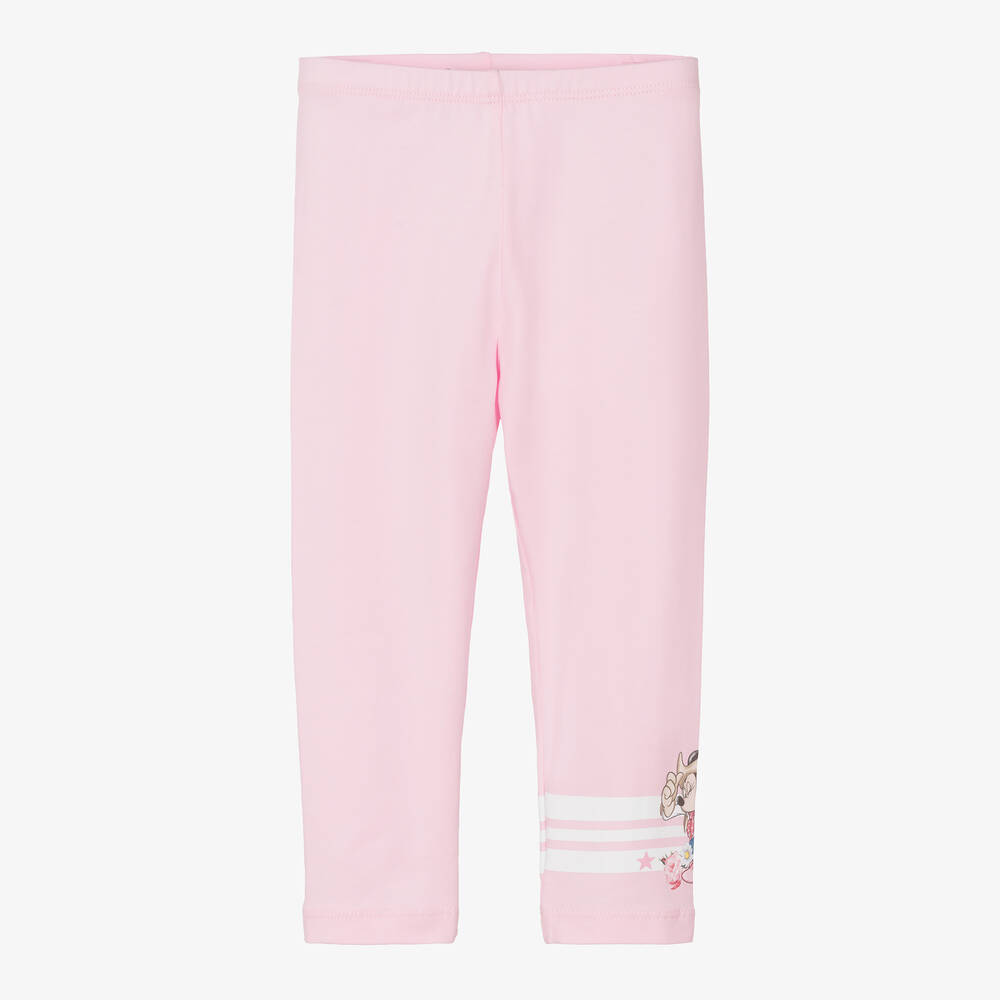 Monnalisa - Girls Pink Cotton Disney Leggings | Childrensalon