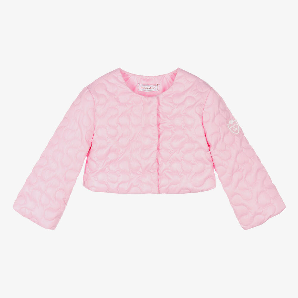 Monnalisa - Розовая укороченная стеганая куртка для девочек | Childrensalon