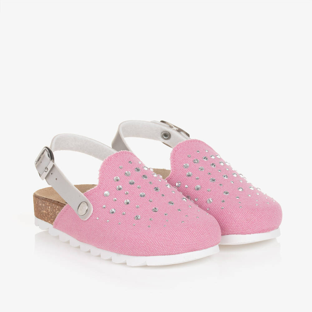 Monnalisa - Girls Pink Diamanté Sandals | Childrensalon