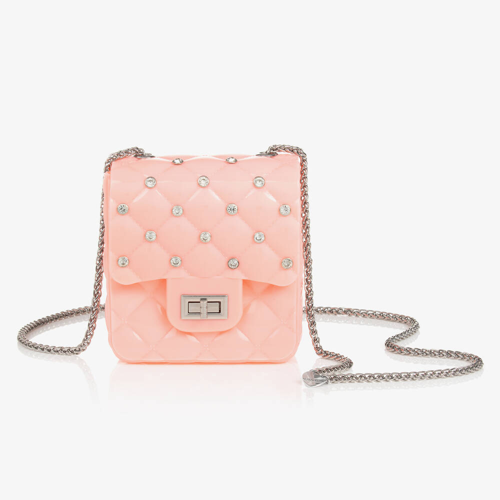 Monnalisa Chic - Girls Pink Faux Patent Shoulder Bag (14cm) | Childrensalon