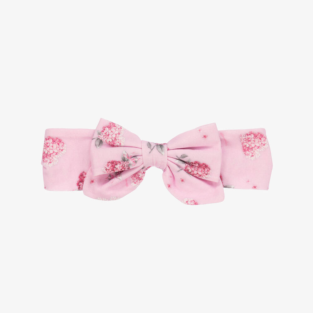 Monnalisa - Girls Pink Floral Cotton Headband | Childrensalon