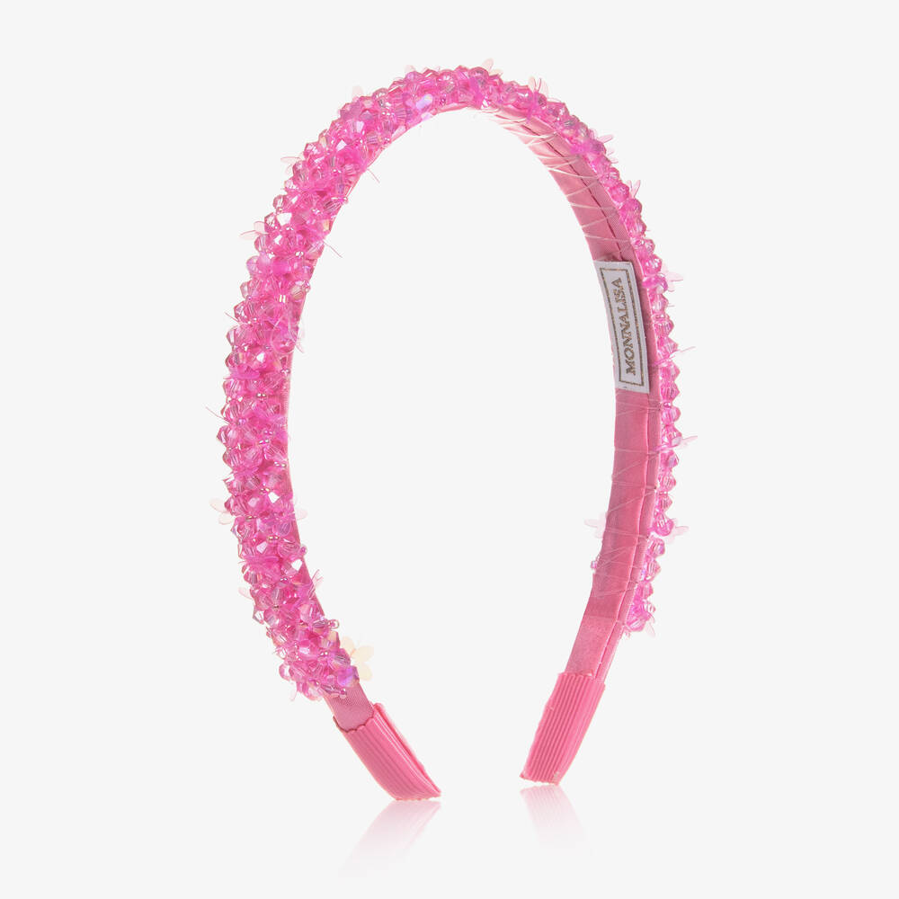 Monnalisa - Girls Pink Jewelled Hairband | Childrensalon