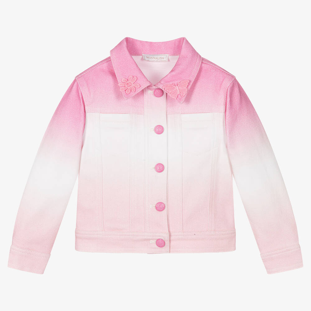 Monnalisa - Розовая джинсовая куртка с эффектом омбре | Childrensalon