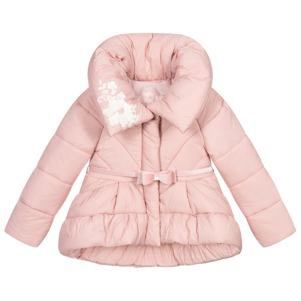 Monnalisa Couture - Girls Pink Puffer Coat | Childrensalon