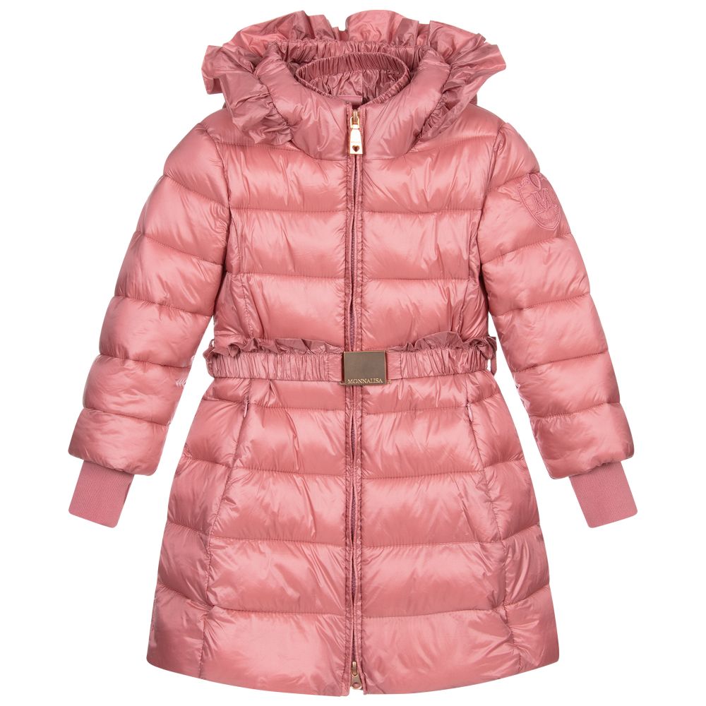 Monnalisa - Girls Pink Puffer Coat | Childrensalon