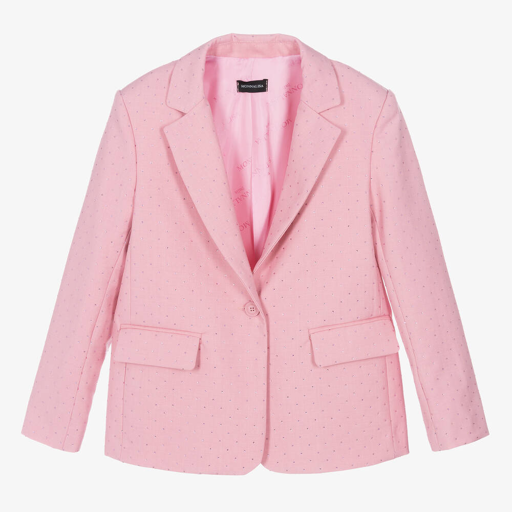Shop Monnalisa Girls Pink Rhinestone Blazer