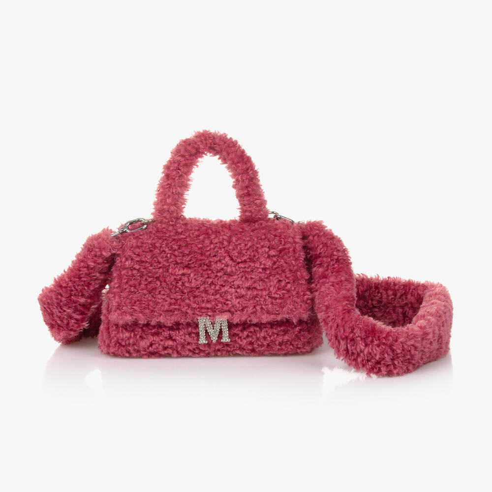 Monnalisa - Girls Pink Teddy Fleece Bag (22cm) | Childrensalon