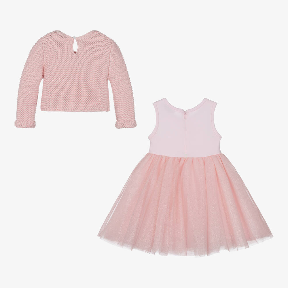 Monnalisa - Girls Pink Tulle Dress Set | Childrensalon