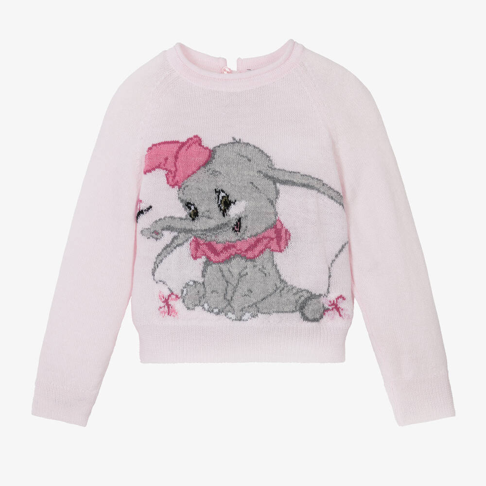 Monnalisa - Girls Pink Wool Disney Sweater | Childrensalon