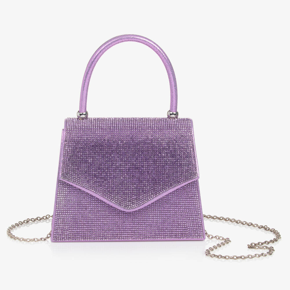 Monnalisa Chic Kids' Girls Purple Diamanté Handbag (19cm)
