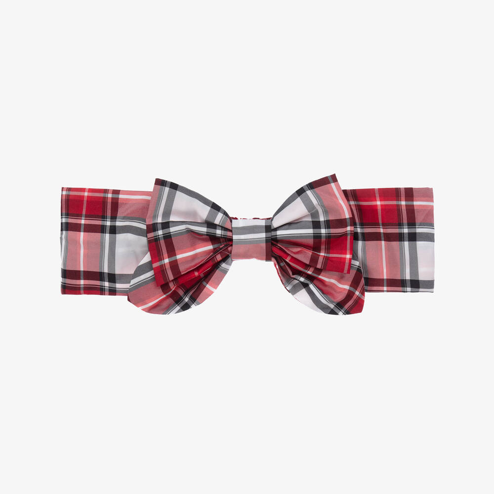 Monnalisa - Girls Red Tartan Headband  | Childrensalon