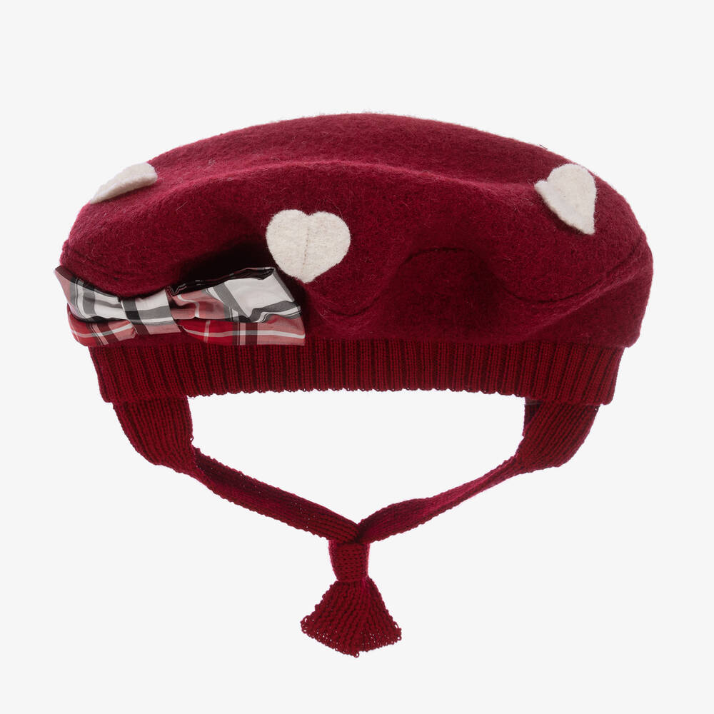 Monnalisa - Girls Red Wool Beret | Childrensalon