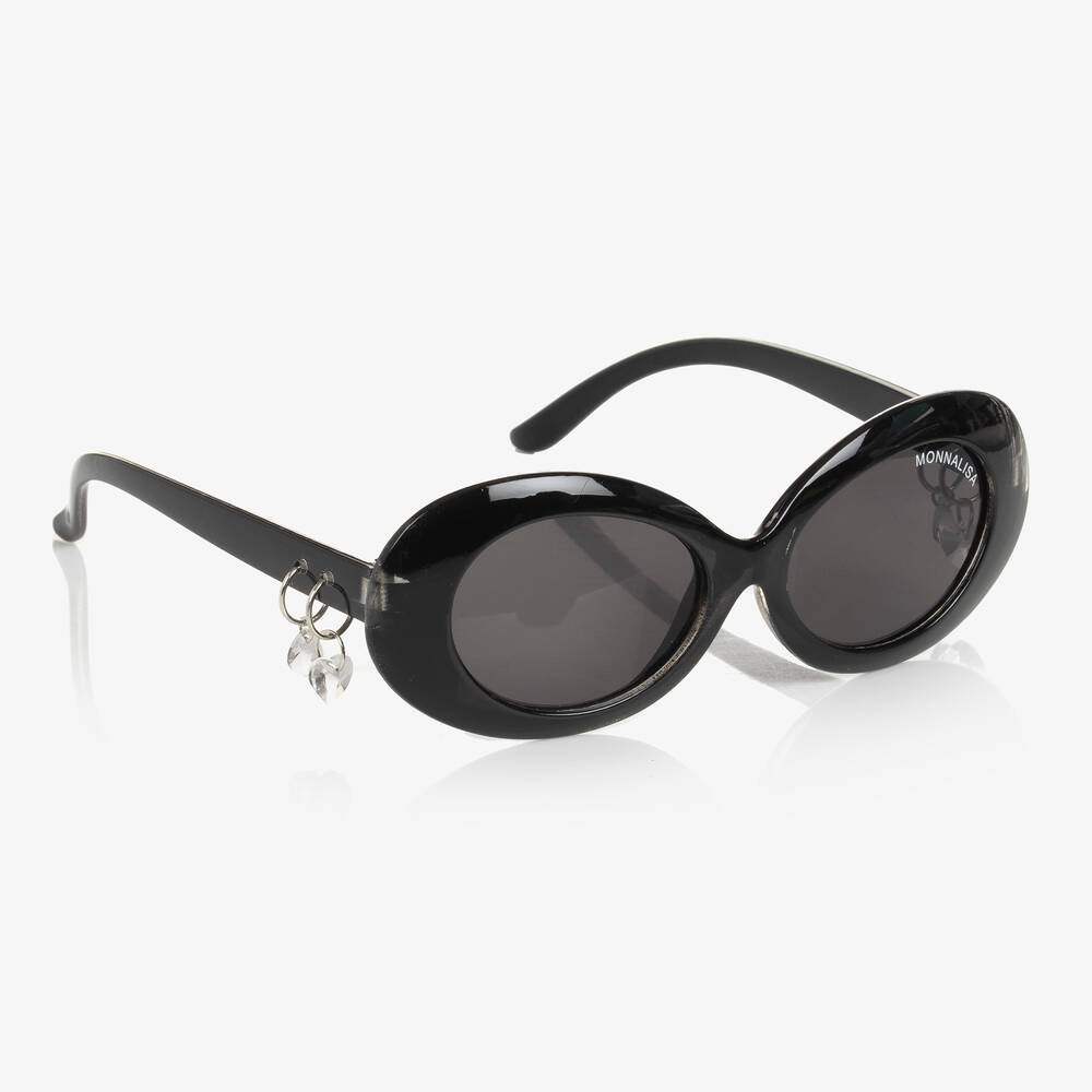 Schwarze runde Schmuck-Sonnenbrille