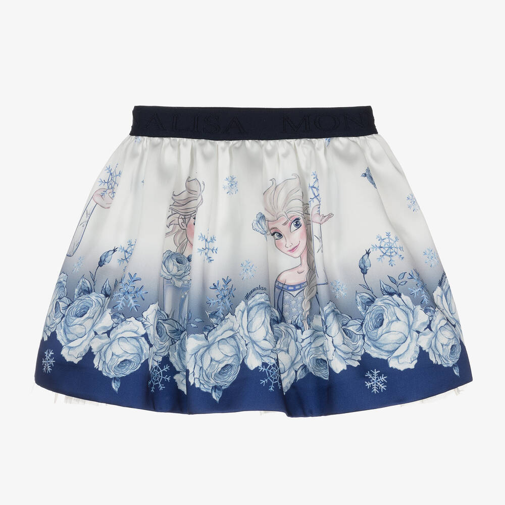 Monnalisa - Girls White & Blue Disney Satin Skirt | Childrensalon