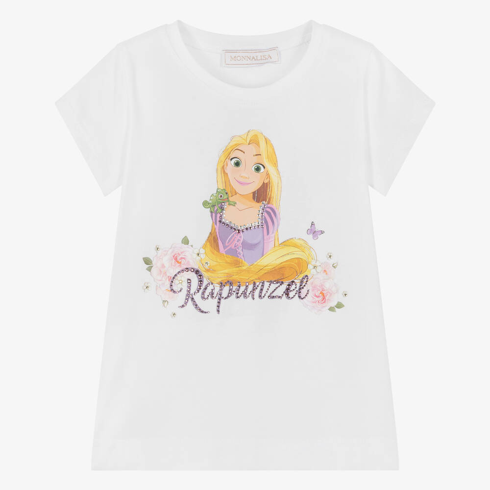 Monnalisa - Girls White Cotton Disney T-Shirt | Childrensalon