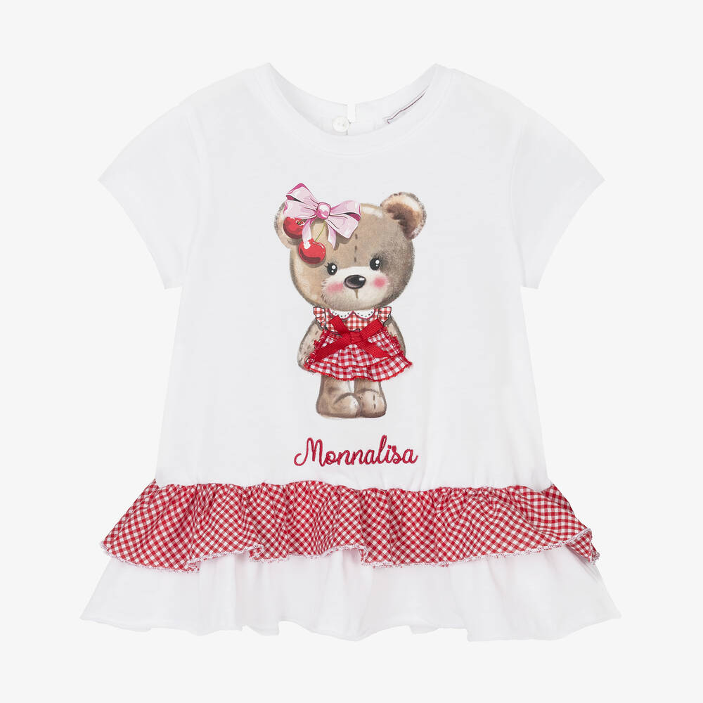 Monnalisa - Girls White Cotton Tunic T-Shirt | Childrensalon
