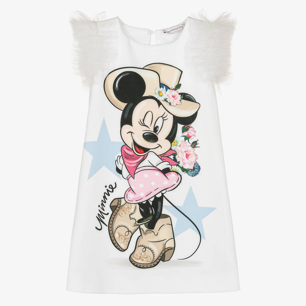 Monnalisa - Girls White Disney Dress | Childrensalon