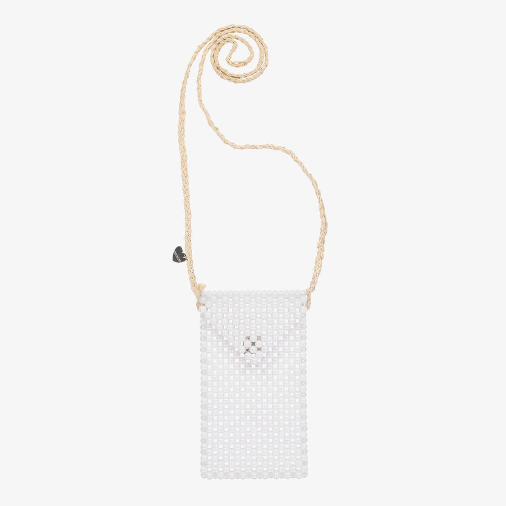 Monnalisa - Girls White Faux Pearl Bag (19cm) | Childrensalon