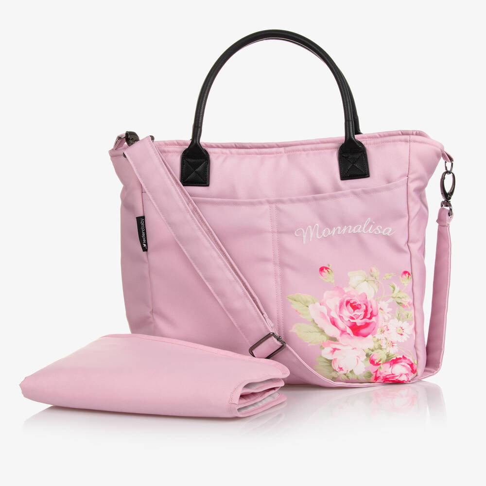 Monnalisa - Розовая пеленальная сумка с цветами (38см) | Childrensalon