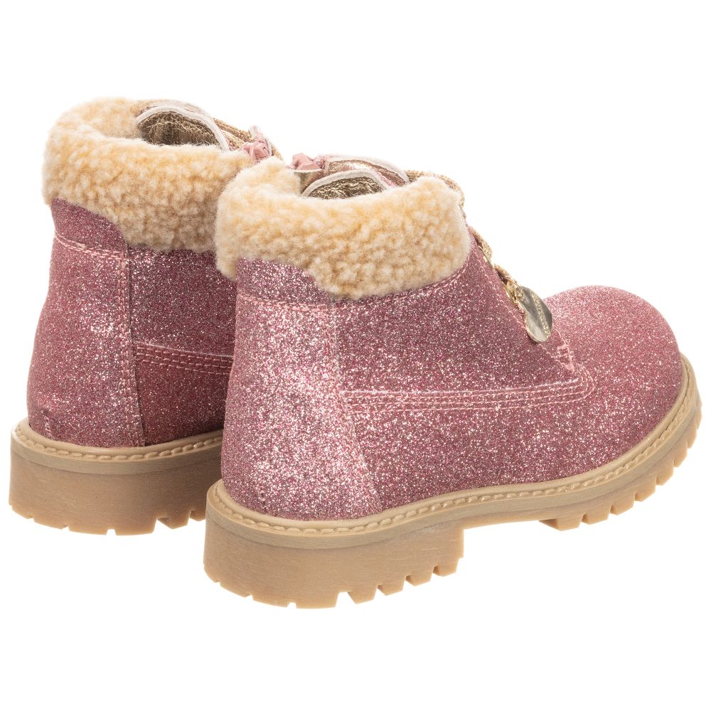 Monnalisa - Pink Glitter Ankle Boots 