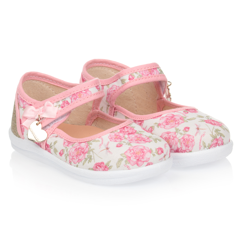 Monnalisa - Pink & Ivory Floral Shoes | Childrensalon