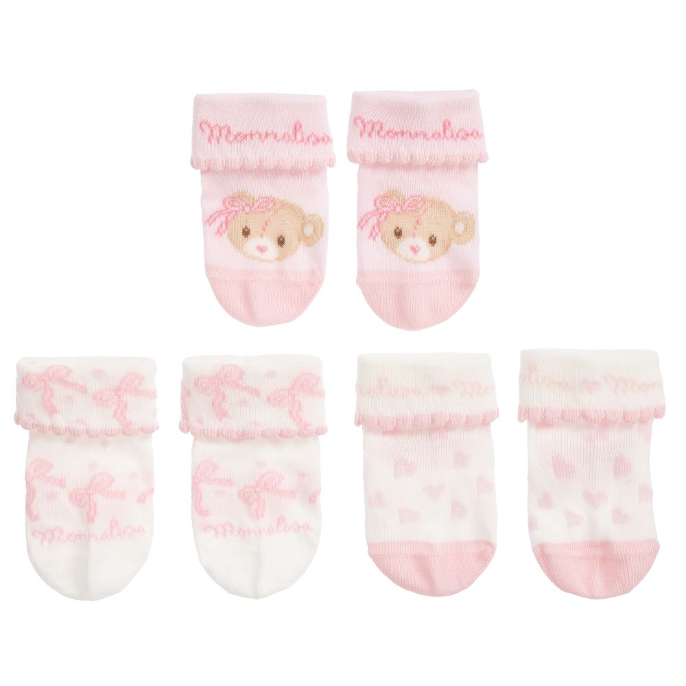 Monnalisa Babies' Girls Pink & White Socks (3 Pack)