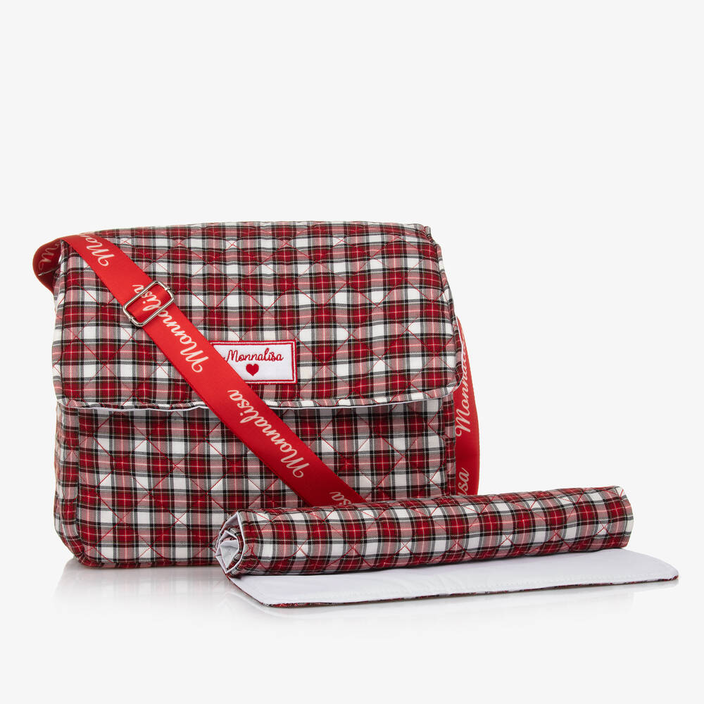 Monnalisa - Red Quilted Tartan Changing Bag (33cm) | Childrensalon