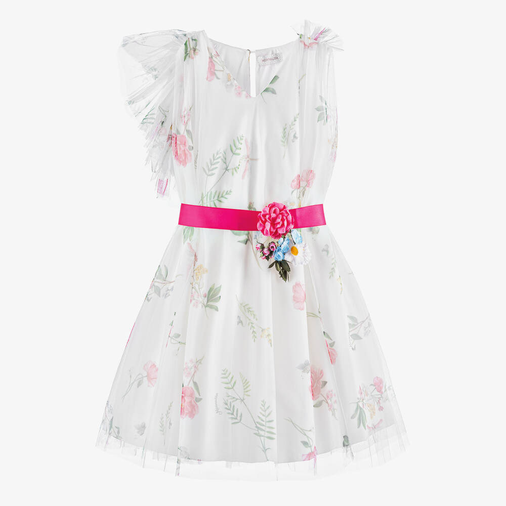 Monnalisa - Teen Girls Ivory Floral Tulle Dress | Childrensalon