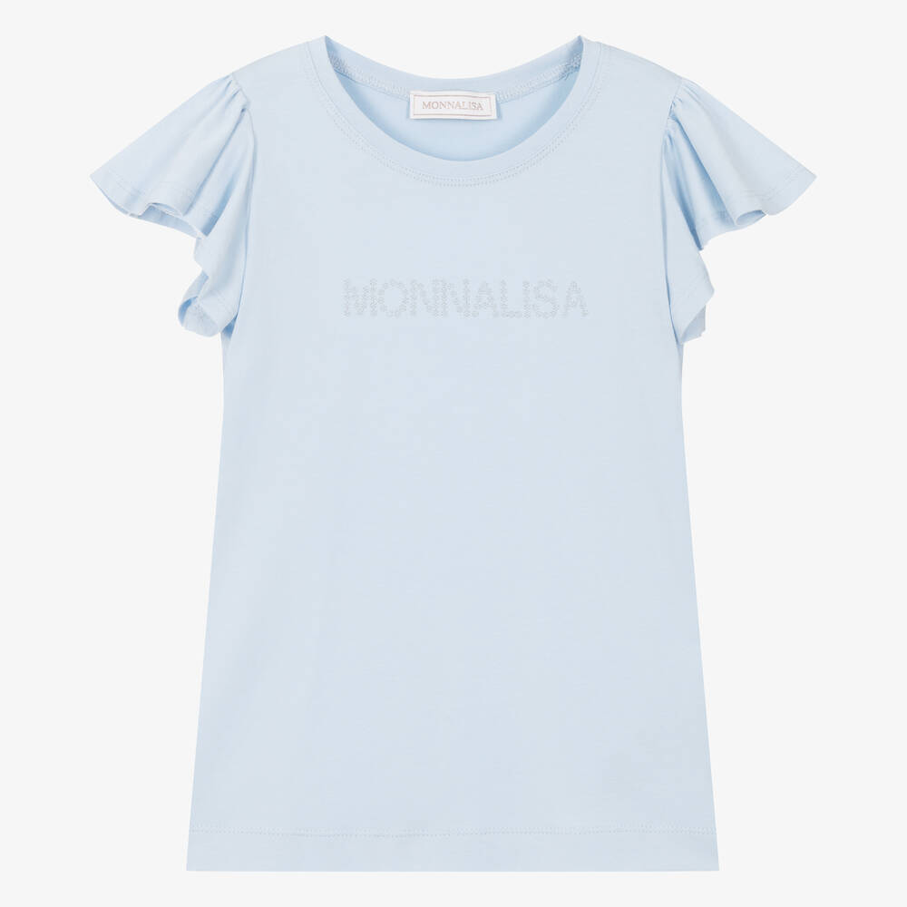 Monnalisa - تيشيرت قطن جيرسي لون أزرق فاتح للمراهقات | Childrensalon