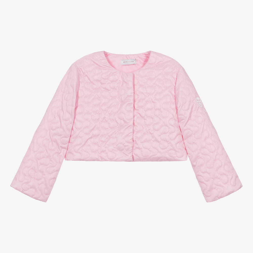 Monnalisa - Teen Girls Pink Cropped Quilted Jacket | Childrensalon