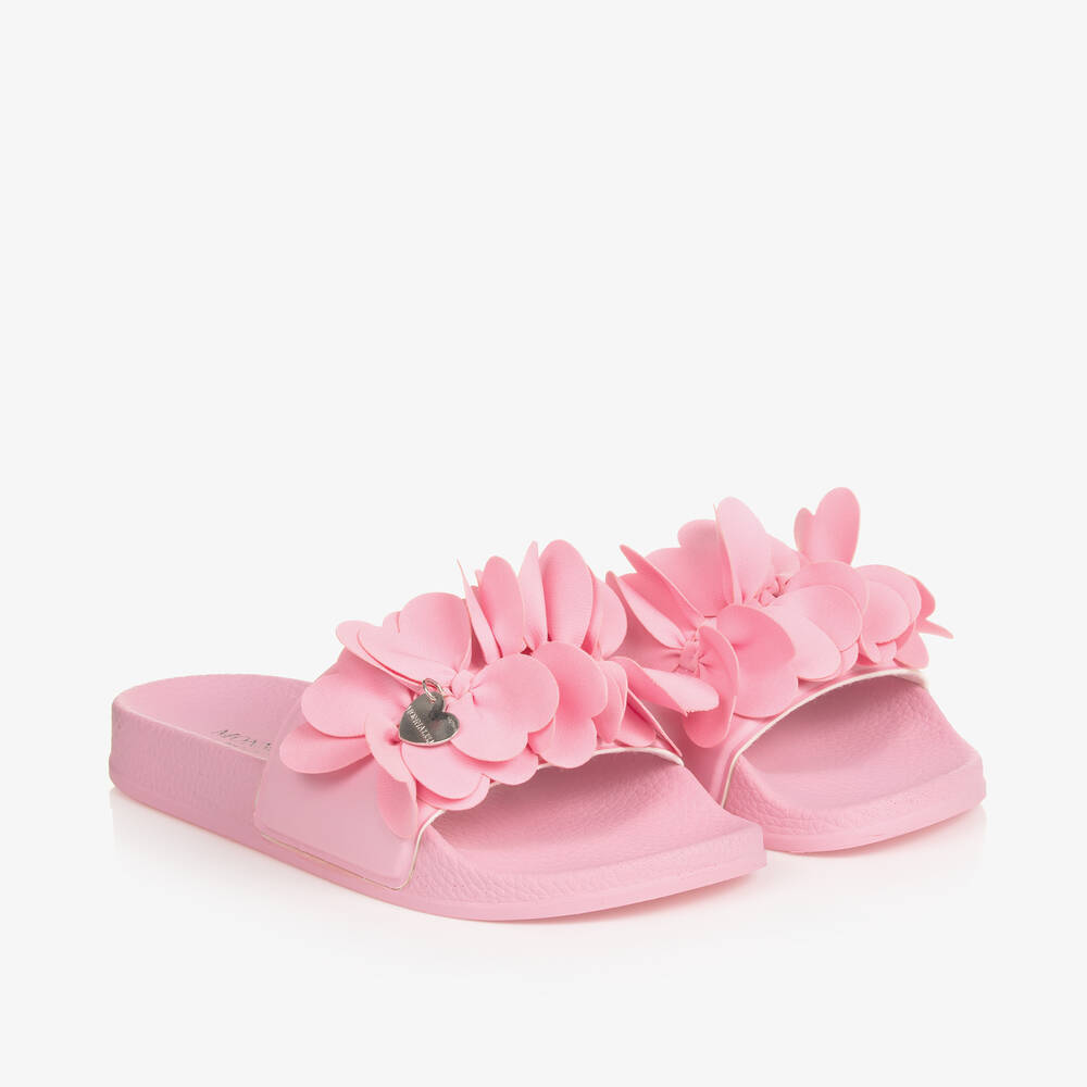 Monnalisa Teen Girls Pink Flower Petal Sliders