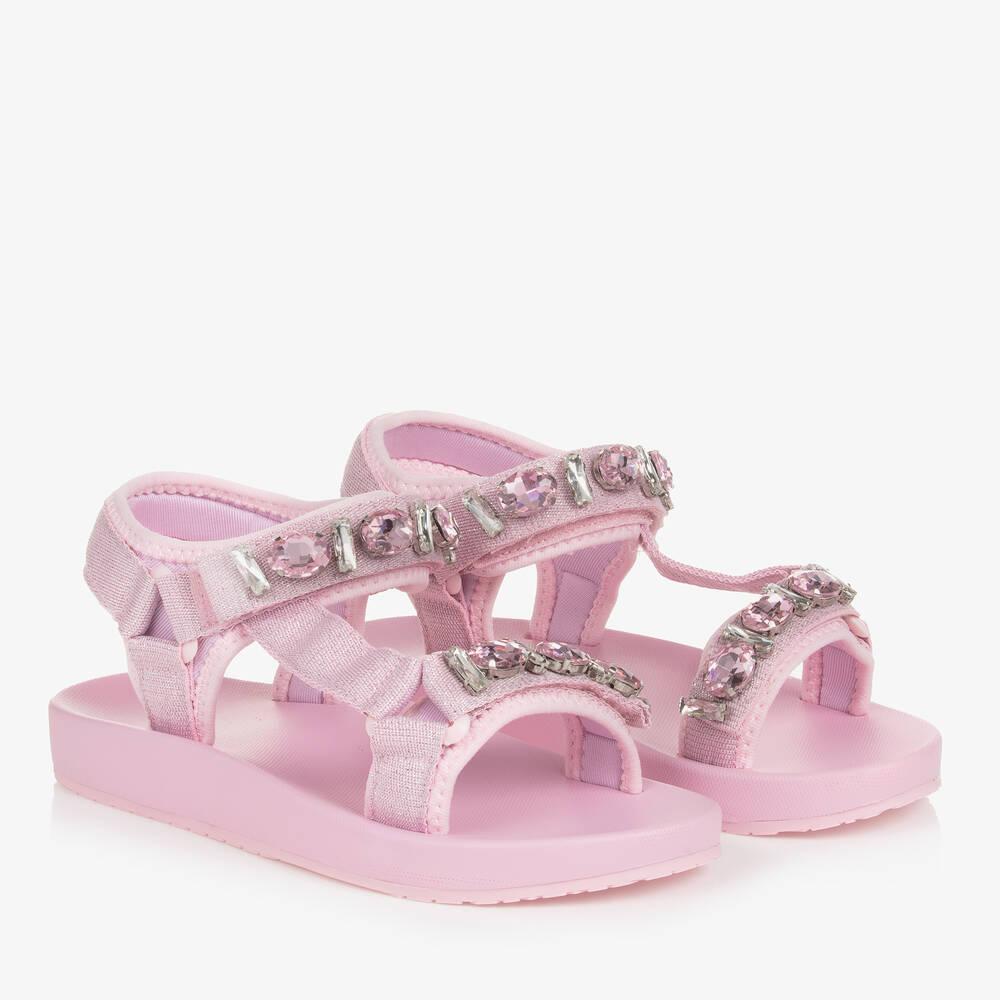 Monnalisa - Teen Girls Pink Jewelled Sandals | Childrensalon
