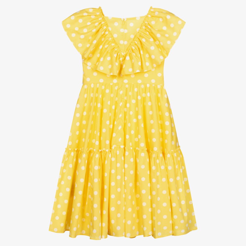 Monnalisa - Teen Yellow Polka Dot Dress ...