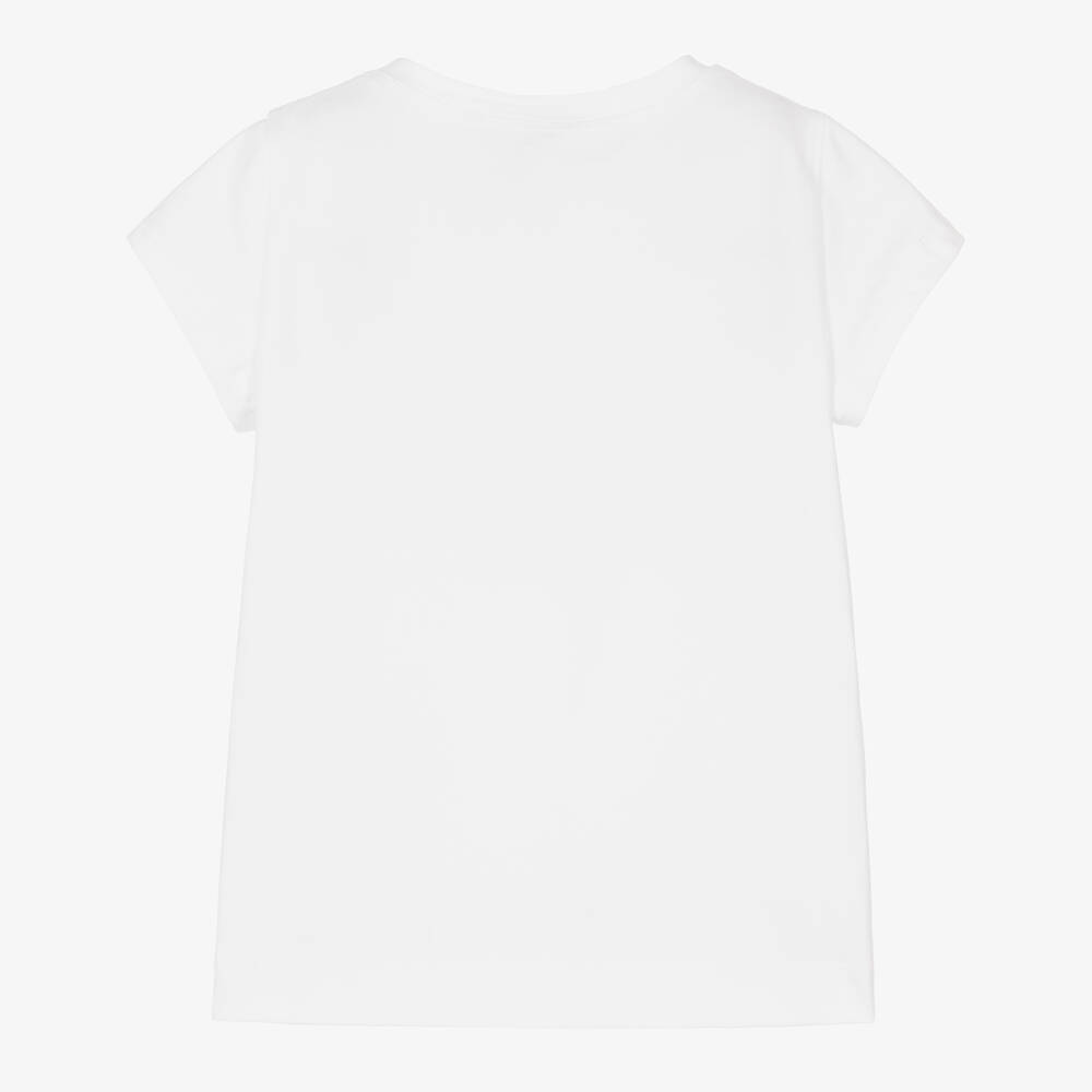 Monnalisa - White Strawberry Print Cotton T-Shirt | Childrensalon