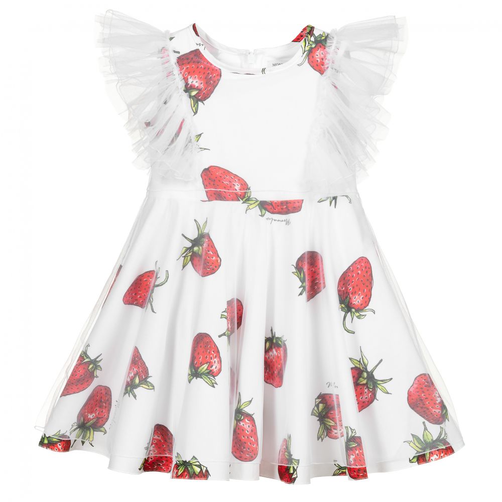 Monnalisa - White Tulle Strawberry Dress | Childrensalon