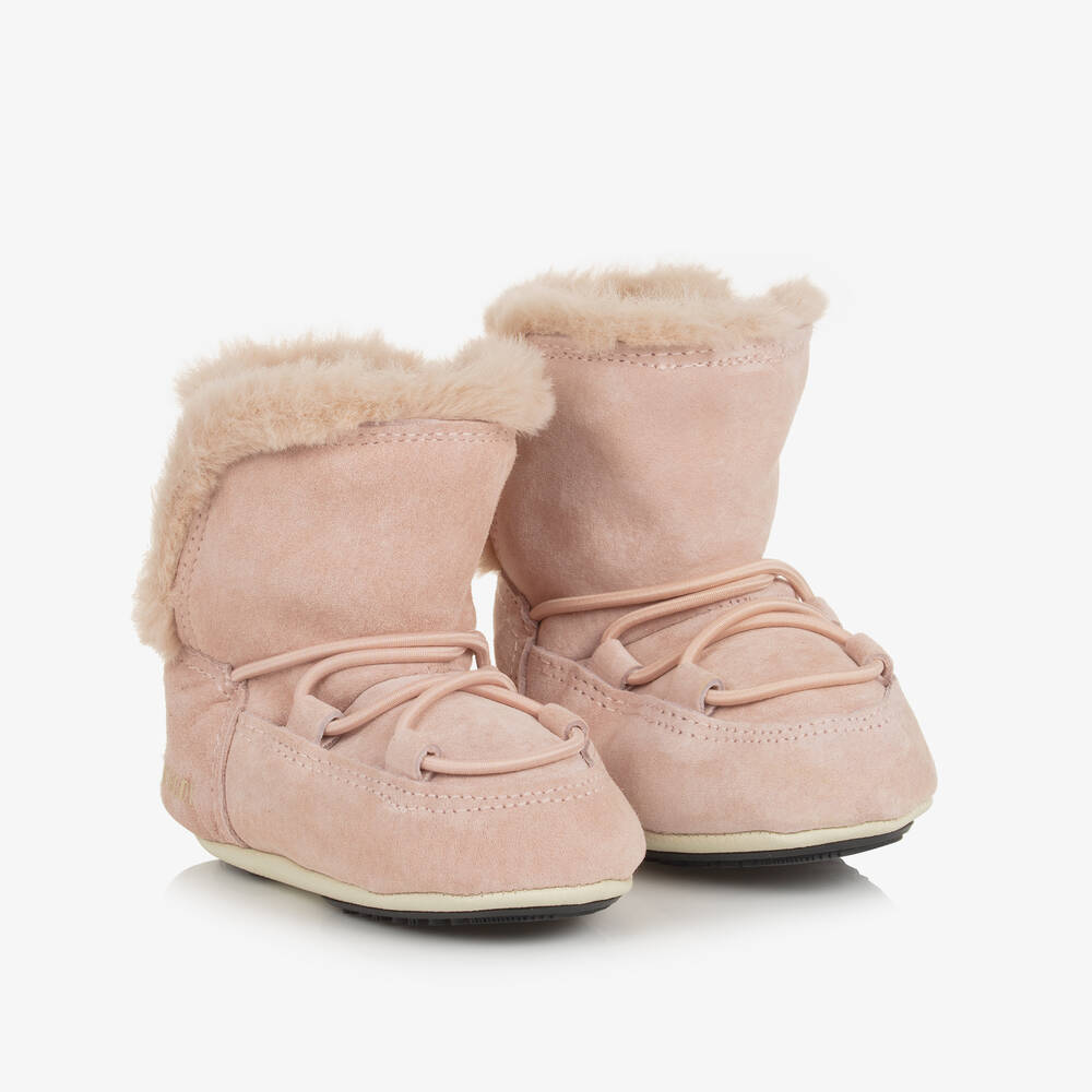 Moon Boot - Baby Girls Pink Suede Moon Boots | Childrensalon