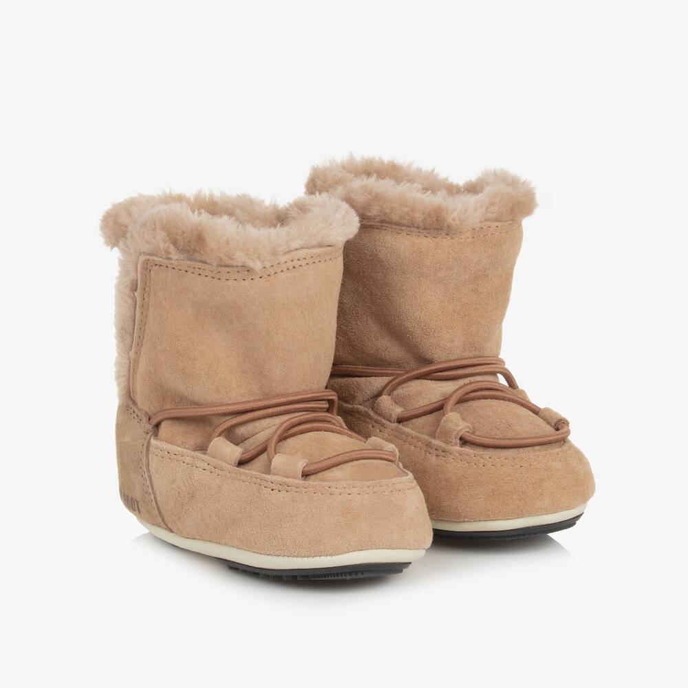 Moon Boot - Beige Suede Baby Moon Boots | Childrensalon