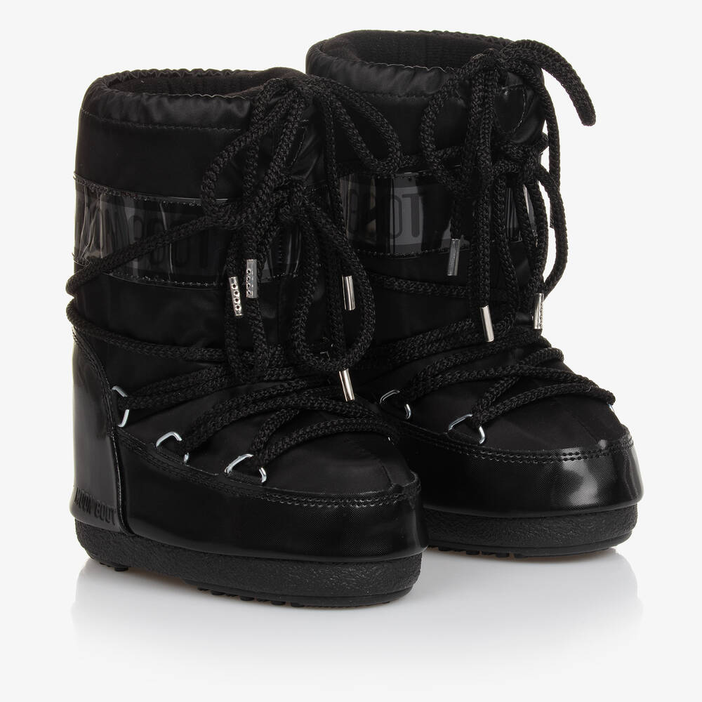 Moon Boot - Black Icon Glance Satin Snow Boots | Childrensalon