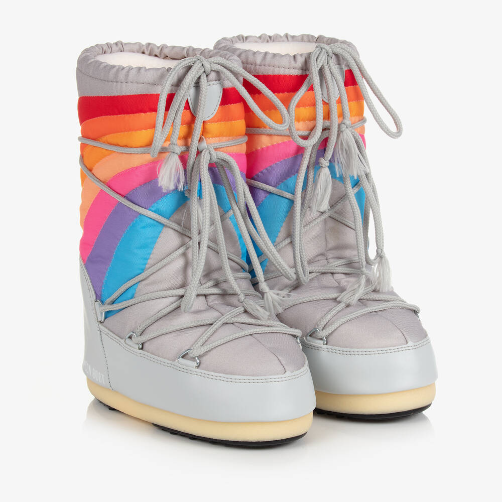 Moon Boot - Grey & Rainbow Snow Boots | Childrensalon